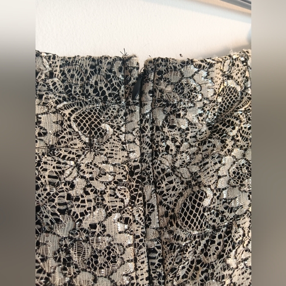 Ruffled lace Dynamite mini dress beige and black lace size 11 - Picture 3 of 13